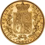 1859 Ansell Gold Sovereign Victoria Young Head Shield London - aVF gVF 