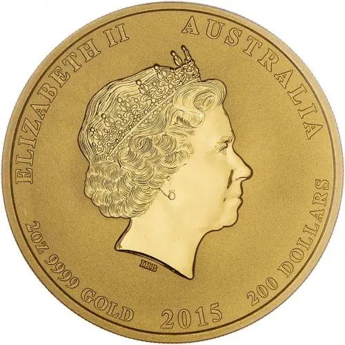 2015 2 oz Gold Year of the Goat Australian Bullion Coin Obverse
