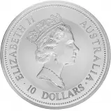 1995 Silver 10 Ounce Kookaburra  Coin Single Australia Perth Mint obverse