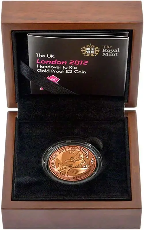 2012 UK Coin £2 Gold Proof Olympic Handover to Rio 25083