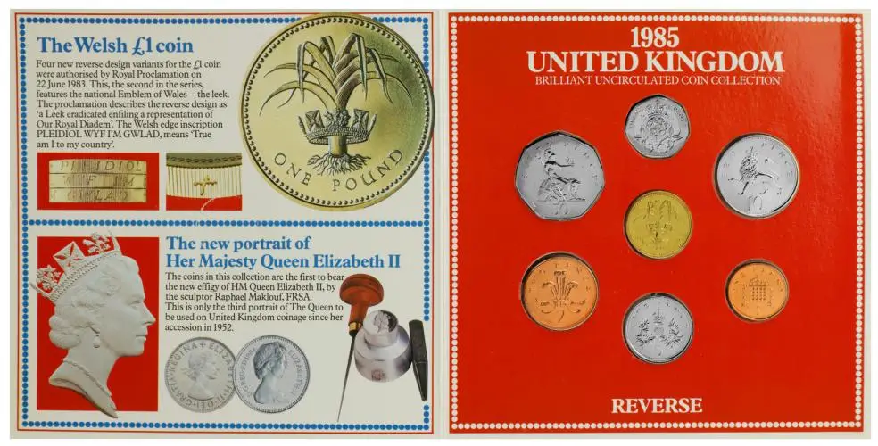 1985 UK Brilliant Uncirculated Base Metal Annual 7-Coin Set