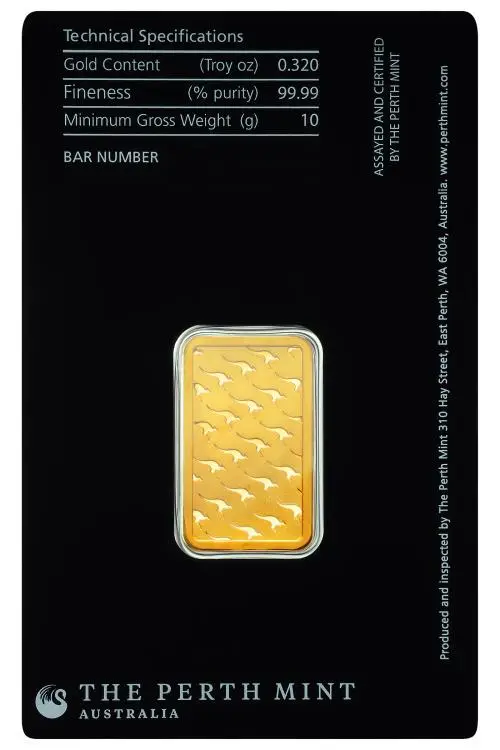 10g Gold Bar Perth Mint Kangaroo - New obverse