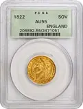 1822 Gold Sovereign George IV AU-55 PCGS Slabbed 21896