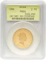1986 Gold Proof Commonwealth Games Pound Sterling £2  Coin Slabbed Collectable United Kingdom The Royal Mint PR-68 obverse