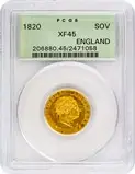 1820 Gold Sovereign George III XF-45 PCGS Slabbed 20519