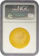 2005 1 oz Gold Lunar Year of the Rooster Perth Mint Bullion Coin NGC MS 68 Reverse