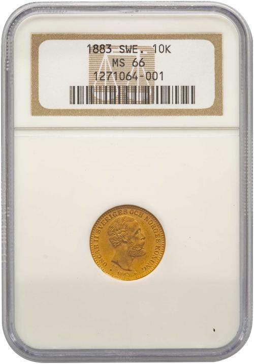 1883 Sweden Gold 10 Kronor NGC MS-66 Coin | Chards