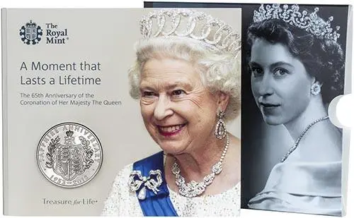 2018 UK Coin £5 / Crown BU Sapphire Coronation of Queen Elizabeth II 24931