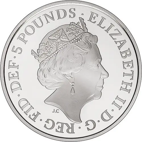 2018 UK Coin £5 / Crown Silver Proof Sapphire Coronation of Queen Elizabeth II 24412