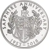 2018 UK Coin £5 / Crown Silver Proof Sapphire Coronation of Queen Elizabeth II