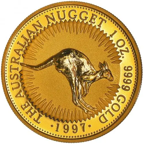 1997 Gold 1 oz Kangaroo Nugget $100 Perth Mint Bullion Coin reverse