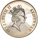 1999 Silver Proof Solar Eclipse £2  Coin Single Alderney obverse
