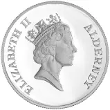 1995 Silver Proof 50th Anniversary of the end of WWII Pound Sterling £1  Coin Without Box Alderney obverse