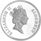 1995 Silver Proof 50th Anniversary of the end of WWII Pound Sterling £1 Coin Obverse