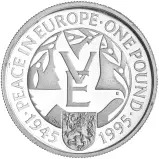 1995 Alderney '50th Anniversary of the end of WWII' £1 Silver Proof Coin - Pre-Owned