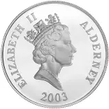 2003 Silver Proof Concorde £5  Coin - Alderney obverse