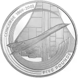 2003 Concorde Silver Proof £5 Coin with Box - Alderney - Pre-Owned