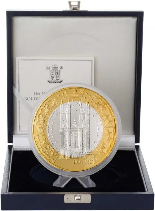 2002 - 2003 Silver Proof 1 Kilogram Golden Jubilee £50 Coin Single Alderney in box
