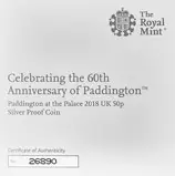 2018 UK Coin 50p Silver Proof Paddington Bear - Buckingham Palace 23667