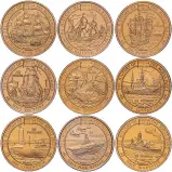 2003-2005 Guernsey Gold Proof Royal Navy £25 - 9 Coin Set In Capsules