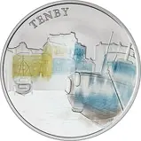 2018 UK Coin £5 / Crown Silver Proof Portraits of Britain - Tenby Harbour 22805