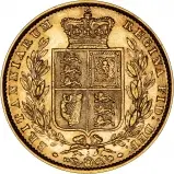 1870 Gold Sovereign Victoria Young Head Shield London Reverse