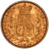 1872 Gold Sovereign Coin Victoria Young Head Crowned Shield London