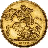 1872 Gold Sovereign Victoria Young Head St George Melbourne