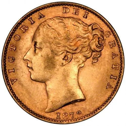 1872 Gold Sovereign Victoria Young Head Shield Sydney 25332