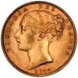 1872 Gold Sovereign Victoria Young Head Shield Sydney 25332