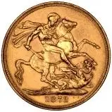1872 Gold Sovereign Victoria Young Head St George Sydney