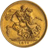 1872 Gold Sovereign Victoria Young Head St George Sydney