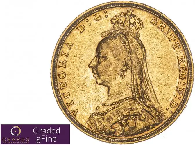 1893 Gold Sovereign Victoria Jubilee Head Melbourne obv gfine