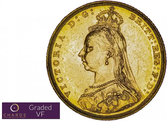 1893 Gold Sovereign Victoria Jubilee Head Melbourne obv VF