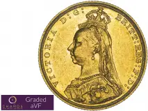 1893 Gold Sovereign Victoria Jubilee Head Melbourne obv avf