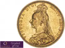1893 Gold Sovereign Victoria Jubilee Head Melbourne obv gfine