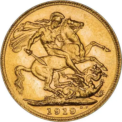 1919 Gold Sovereign George V Melbourne 24194