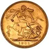 1901 Gold Sovereign Victoria Old Head Melbourne