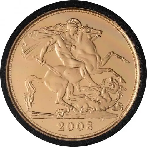 2008 Gold Proof Sovereign Elizabeth II Coin Without Box Without Cert rev