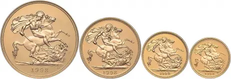 1998 Gold Proof Sovereign Elizabeth II 4 Coin Set