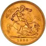 1930 Gold Full Sovereign George V South Africa
