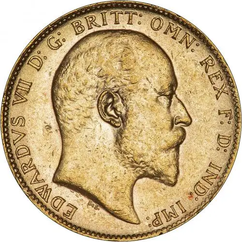graded VF Edward VII Full Sovereign Bare Head Portrait 1903 Sovereign Obverse