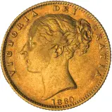 1860 Gold Sovereign Victoria Young Head Shield London obverse