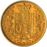 1860 Gold Sovereign Victoria Young Head Shield London
