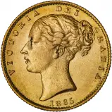 1865 Gold Graded Full Sovereign Victoria Young Head Shield  Coin Single Collectable United Kingdom The Royal Mint aVF obverse