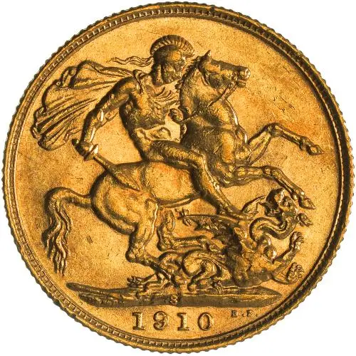 1910 Gold Sovereign Edward VII Sydney reverse st george