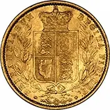 1856 Gold Sovereign Victoria Young Head Shield London
