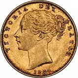 1856 Gold Sovereign Victoria Young Head Shield London William Wyon 24826
