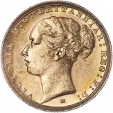 1883 Gold Graded Full Sovereign Victoria Young Head St George WW Complete Coin Single Collectable United Kingdom Melbourne Mint Second Head Small B.P aEF Obverse