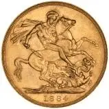 1884 Gold Sovereign Victoria Young Head St George Melbourne